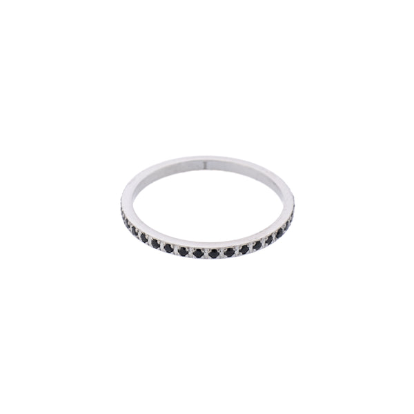 CRYSTAL RING EXTRA THIN SILVER W/BLACK