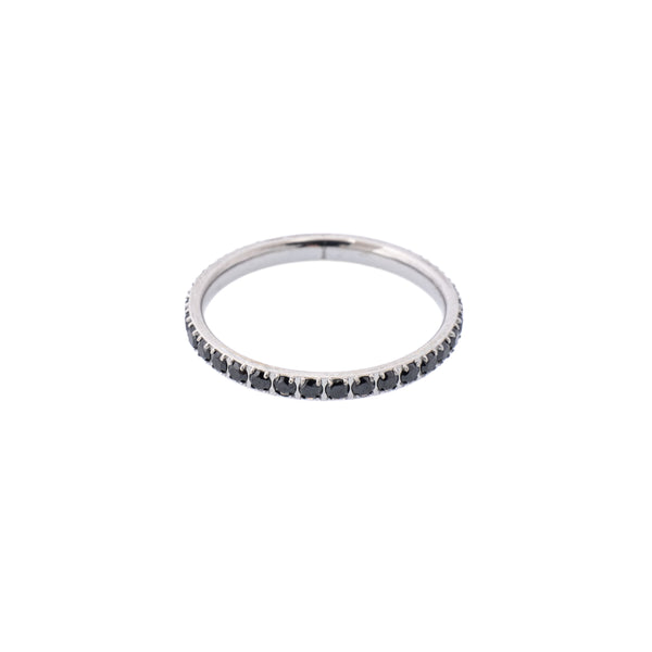 CRYSTAL RING THIN BLACK W/SILVER