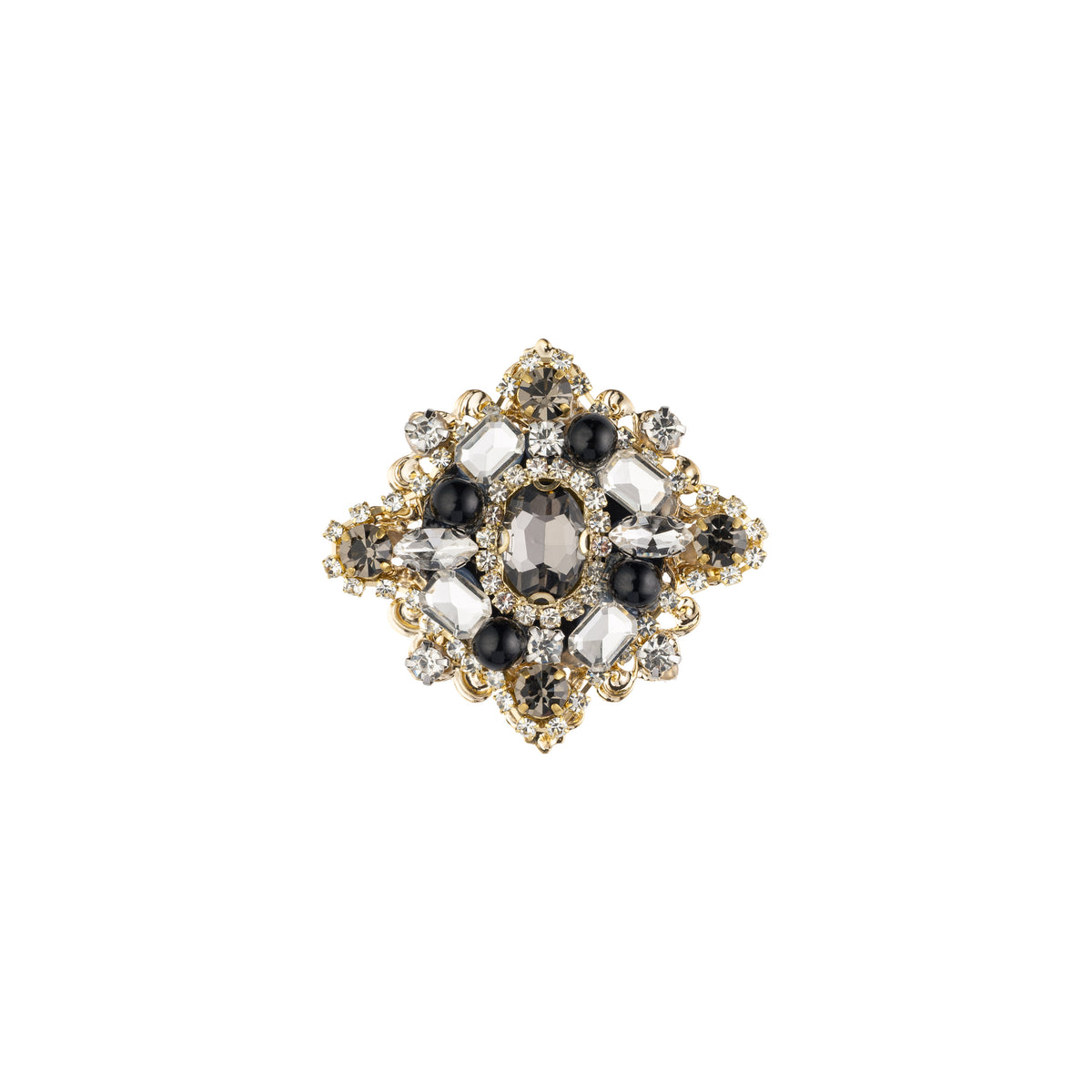 CRYSTAL VINTAGE BROOCH GREY MIX