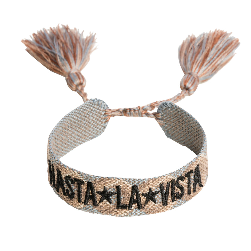 WOVEN FRIENDSHIP BRACELET - "HASTA LA VISTA" CAMEL