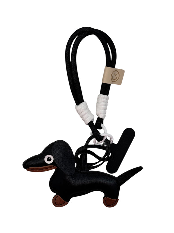 DACHS BAG CHARM W/EXTRA STRAP BLACK