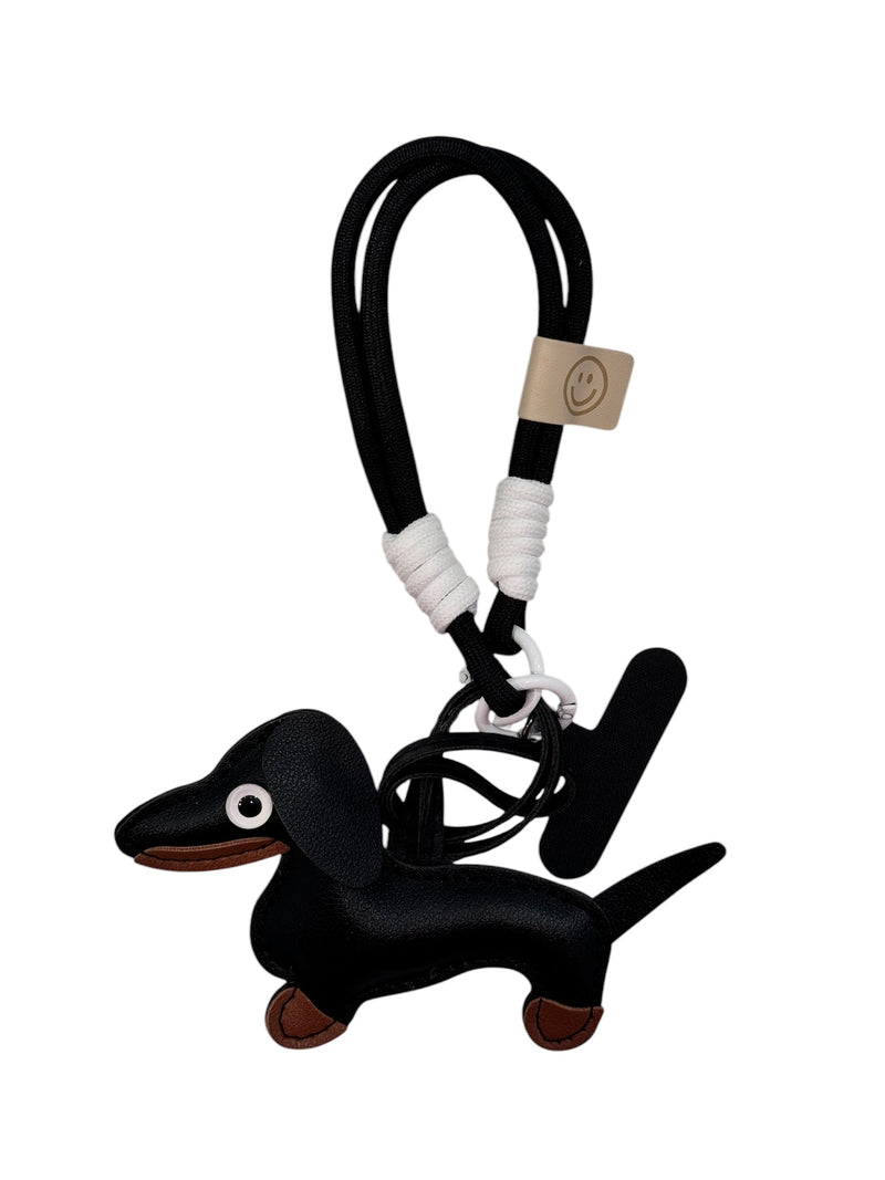 DACHS BAG CHARM W/EXTRA STRAP BLACK