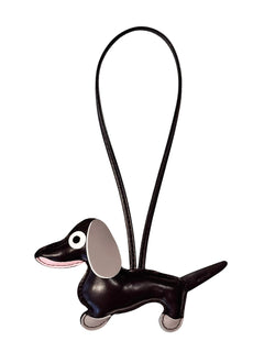 DACHS BAG CHARM CHOCOLATE BROWN W/WARM TAUPE & PALE ROSE