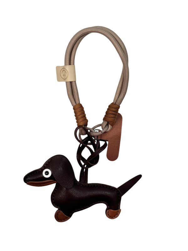 DACHS BAG CHARM W/EXTRA STRAP CHOCOLATE BROWN