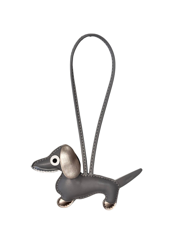 DACHS BAG CHARM GREY W/SPARKLED CHAMPAGNE & SILVER