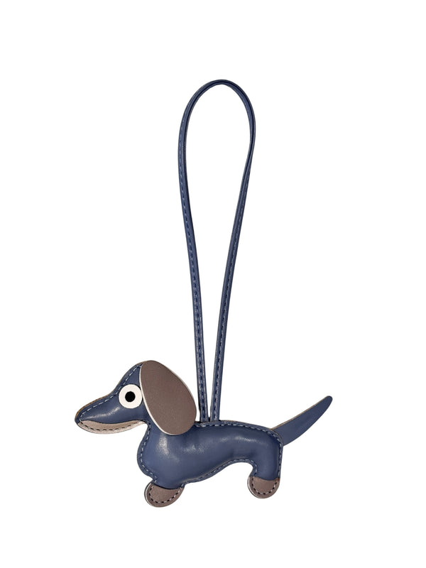 DACHS BAG CHARM GRISALLE BLUE W/WARM TAUPE & SPARKLED SAND