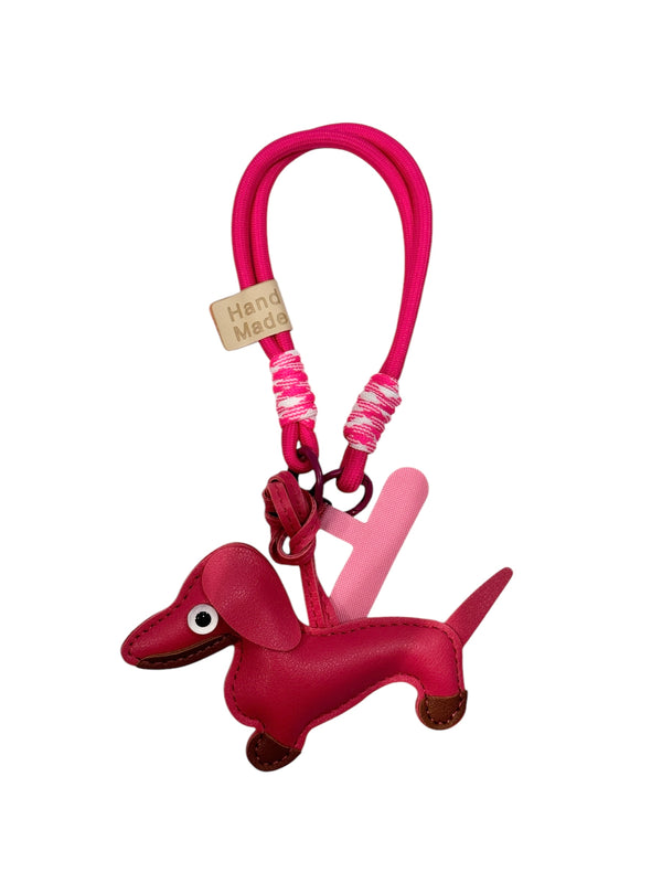 DACHS BAG CHARM W/EXTRA STRAP PINK