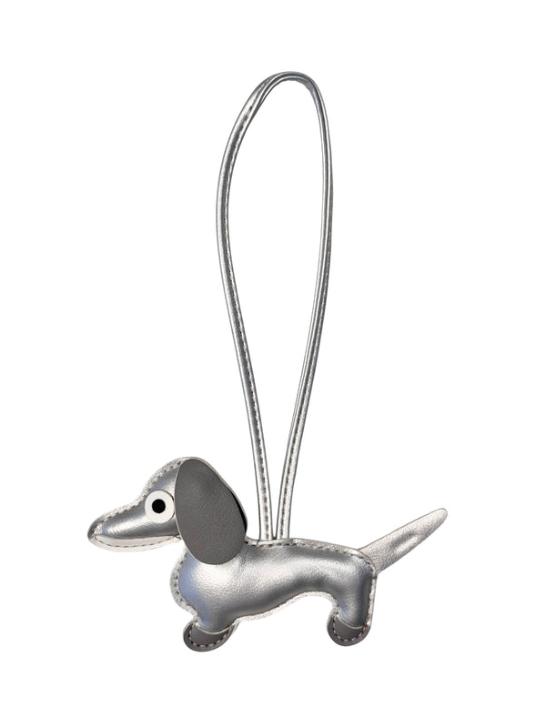 DACHS BAG CHARM SILVER W/GREY & OFF WHITE