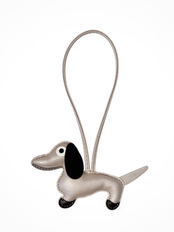 DACHS BAG CHARM SPARKLED SAND W/CHOCOLATE BROWN & WARM TAUPE