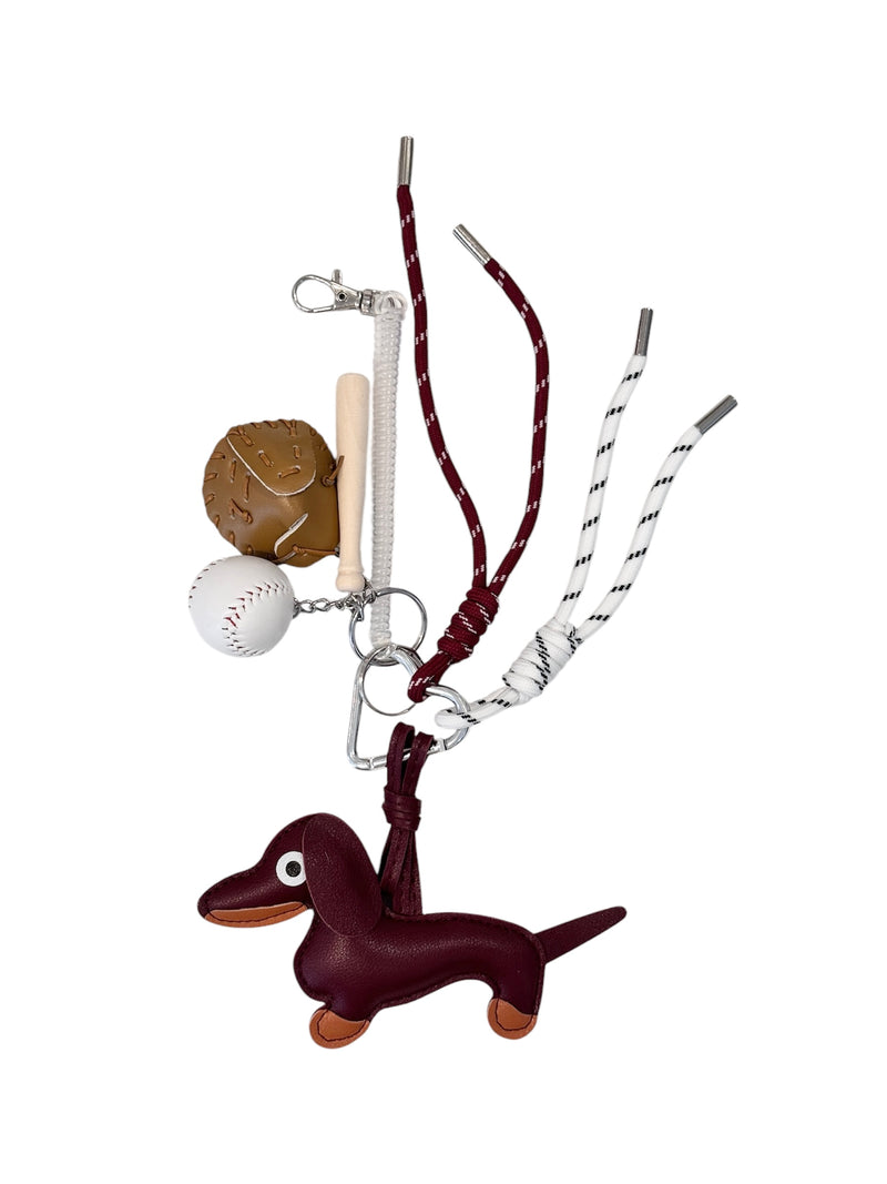 DACHS W/BASEBALL BAG CHARM MAROON