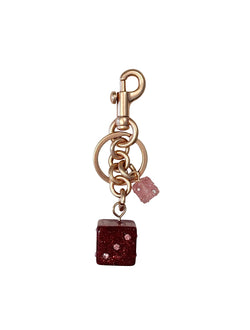DICE BAG CHARM RED & ROSE