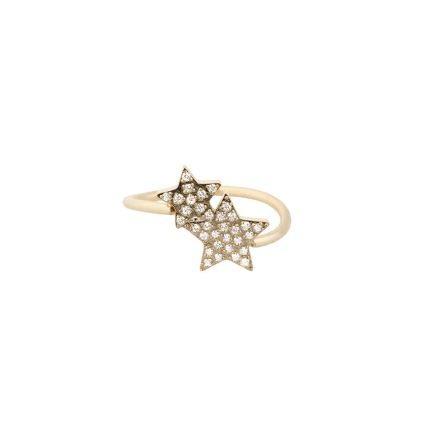 DOUBLE STAR RING W/CRYSTALS