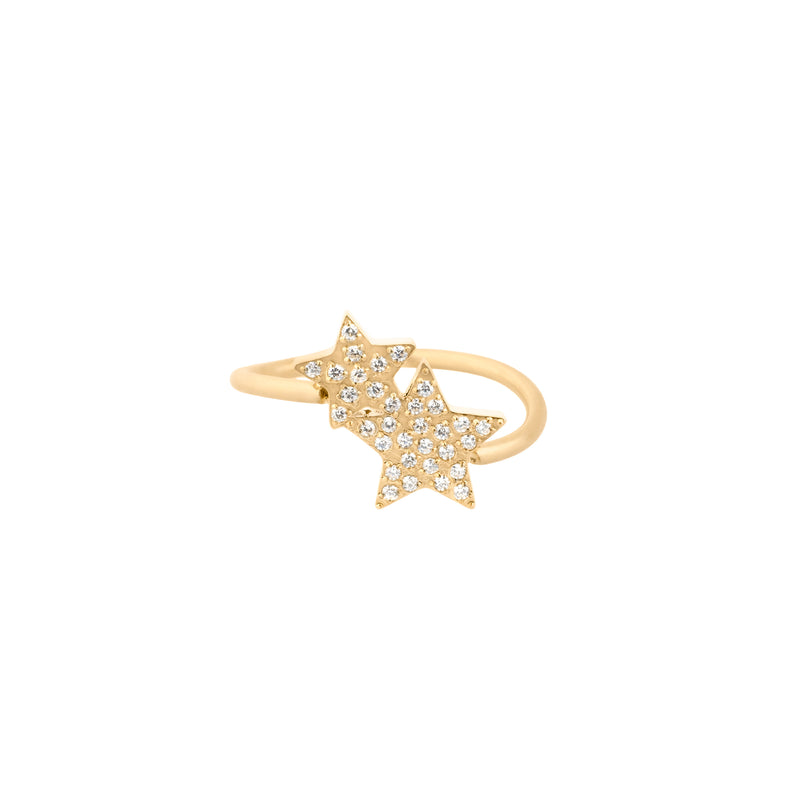 DOUBLE STAR RING W/CRYSTALS