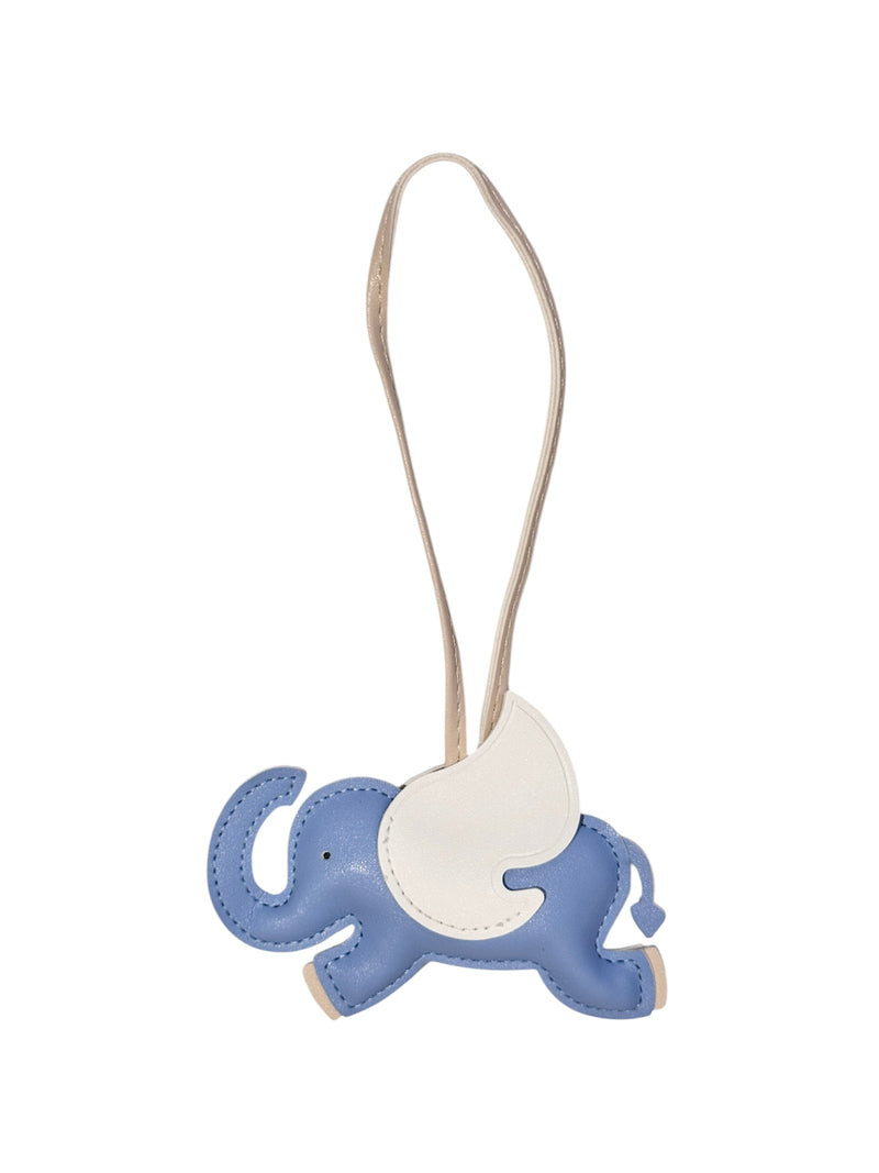 ELEPHANT BAG CHARM BLUE W/WHITE & SAND