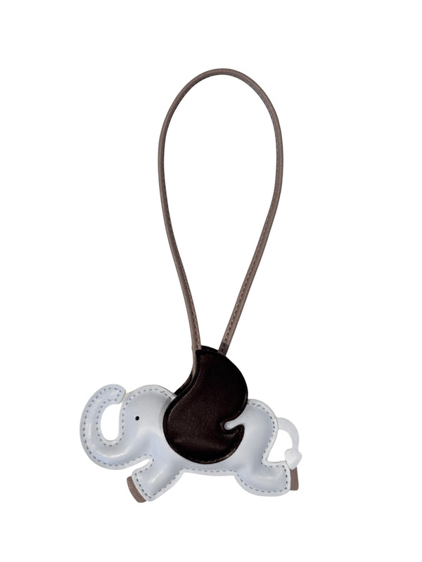 ELEPHANT BAG CHARM COOL BLUE W/CHOCOLATE BROWN & WARM TAUPE