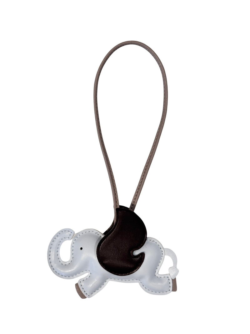 ELEPHANT BAG CHARM COOL BLUE W/CHOCOLATE BROWN & WARM TAUPE