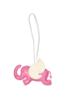 ELEPHANT BAG CHARM PINK W/PALE YELLOW & WHITE