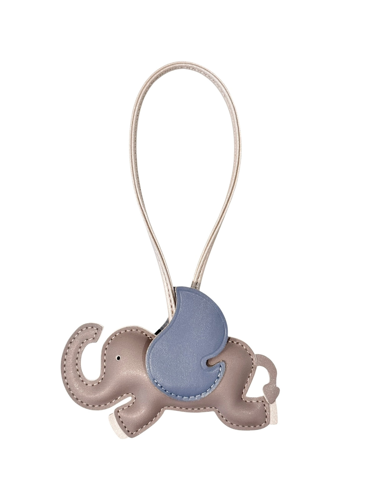 ELEPHANT BAG CHARM WARM TAUPE W/GRISALLE BLUE & SPARKLED SAND