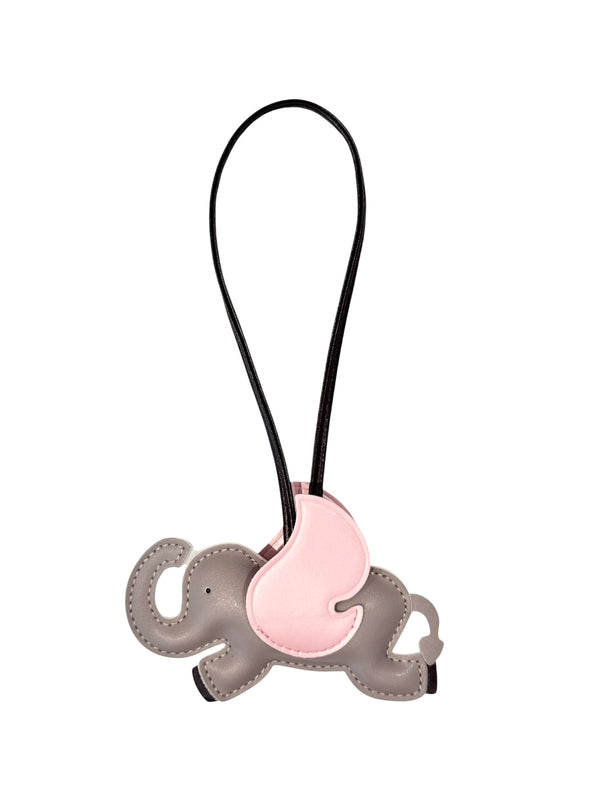 ELEPHANT BAG CHARM WARM TAUPE W/PALE ROSE & CHOCOLATE BROWN