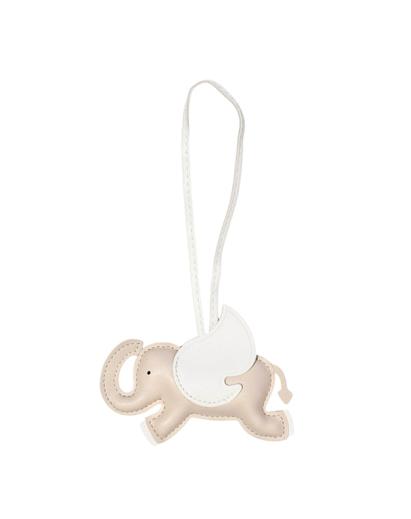 ELEPHANT BAG CHARM SAND W/WHITE