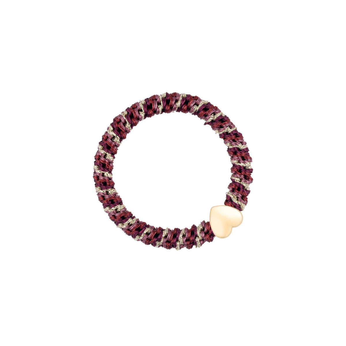 FAT HAIR TIE BORDEAUX STRIPE W/HEART