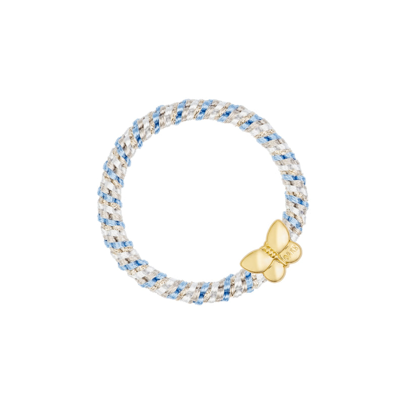 FAT HAIR TIE IBIZA BLUE & SAND MIX W/BUTTERFLY