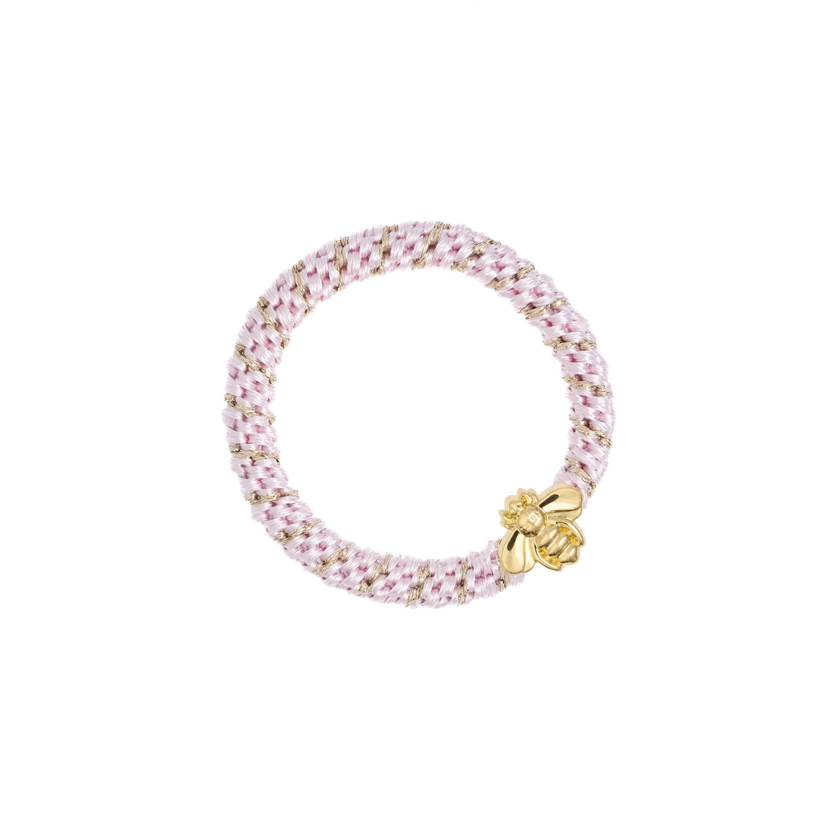 FAT HAIR TIE ROSE QUARTZ STRIPE W/BEE