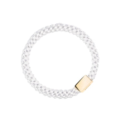 FAT HAIR TIE WHITE W. GOLD