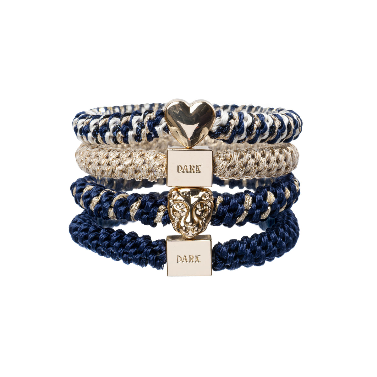 FAT HAIR TIES 4 PK COMBO NAVY BLUE MIX W/GOLD