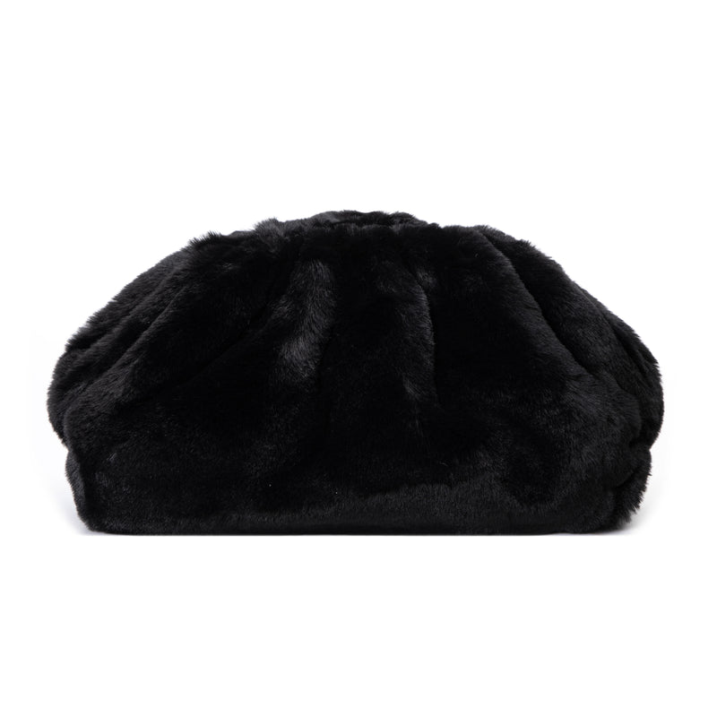 FAUX FUR POUCH BAG BLACK