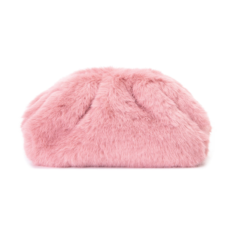 FAUX FUR SMALL POUCH ROSE