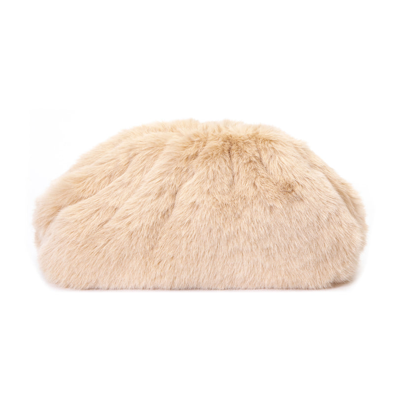 FAUX FUR POUCH BAG SAND