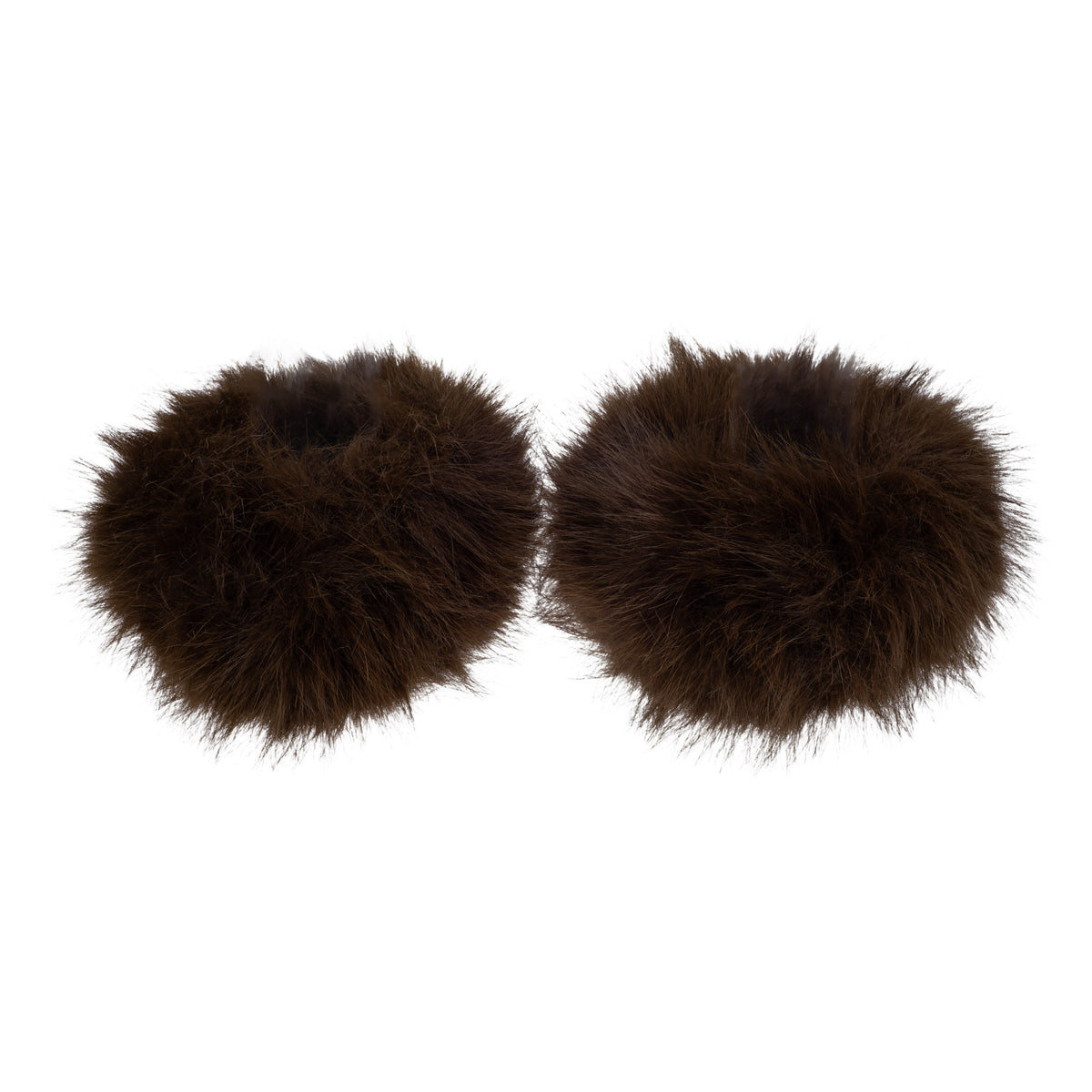 FAUX FUR FOX WRIST CUFFS CHOCOLATE BROWN