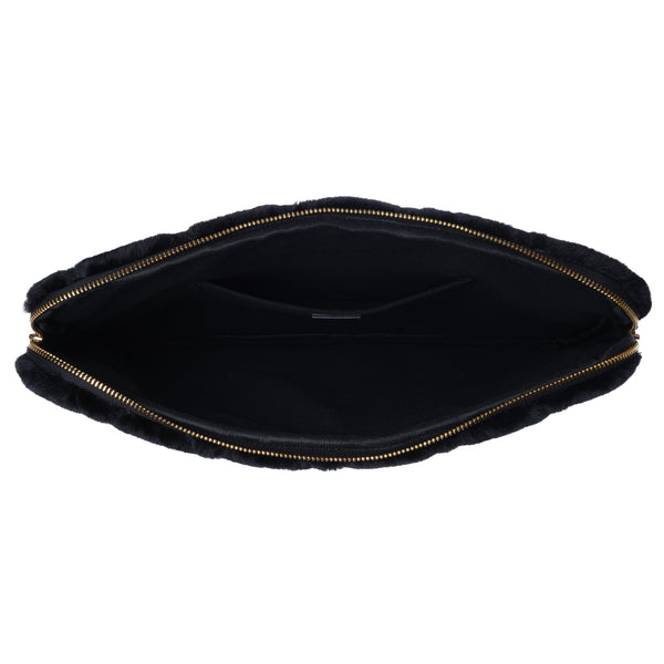 FAUX FUR QUILTED MAC COVER BLACK