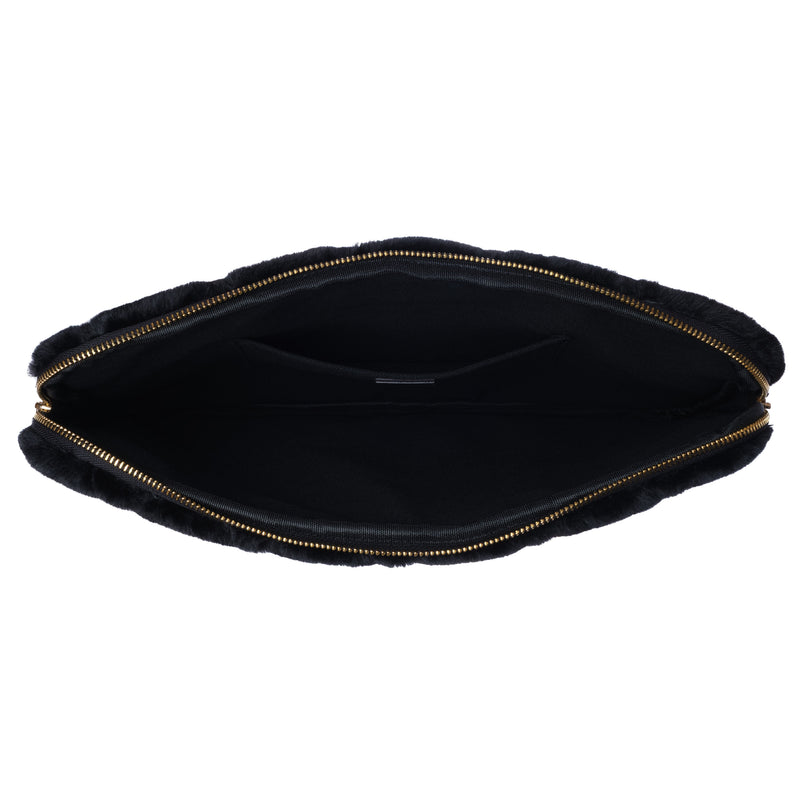 FAUX FUR QUILTED MAC COVER BLACK