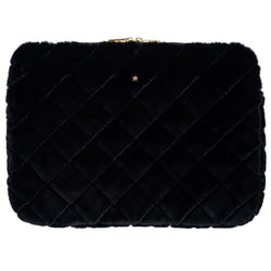 FAUX FUR QUILTED MAC COVER BLACK