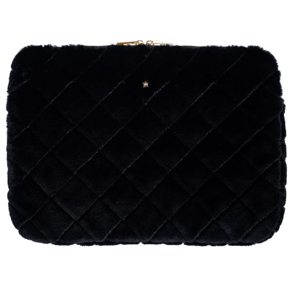 FAUX FUR QUILTED MAC COVER BLACK