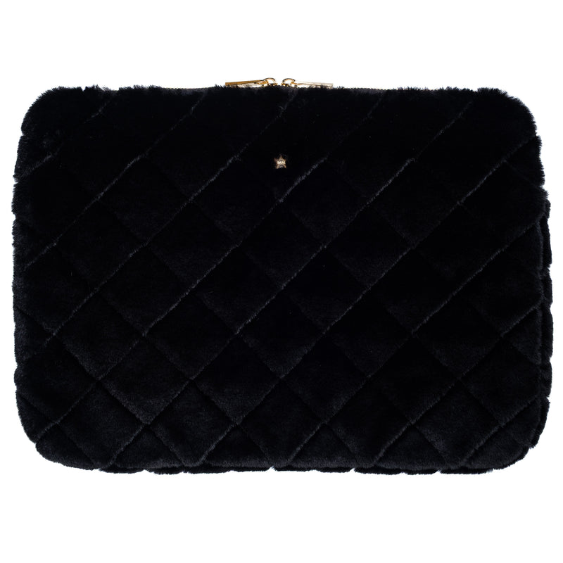 FAUX FUR QUILTED MAC COVER BLACK