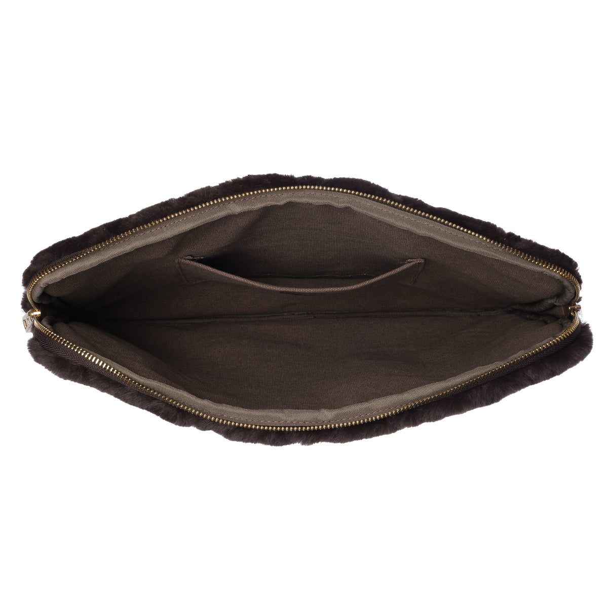 FAUX FUR QUILTED MAC COVER CHOCOLATE BROWN