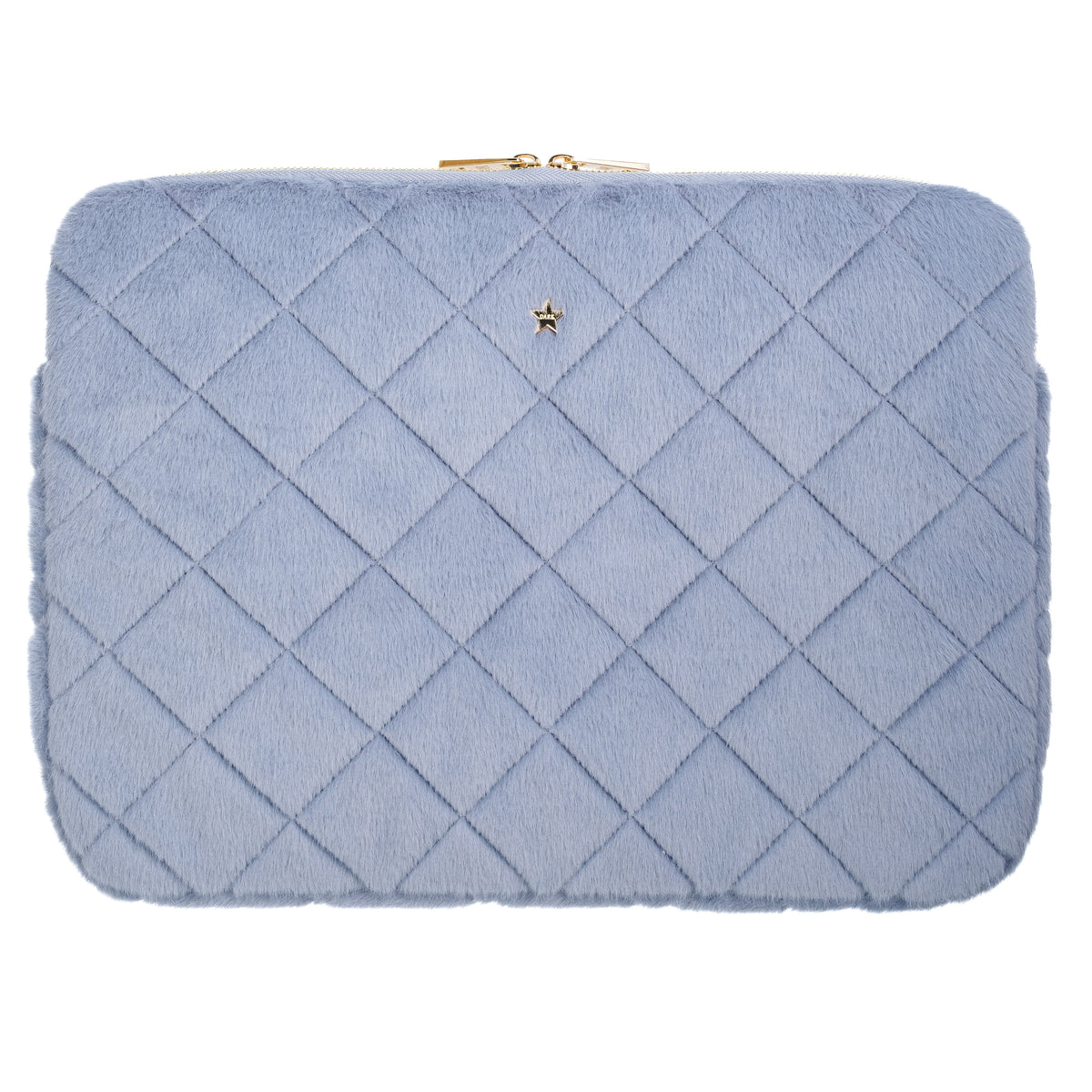 FAUX FUR QUILTED MAC COVER COOL BLUE