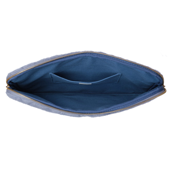 FAUX FUR QUILTED MAC COVER COOL BLUE