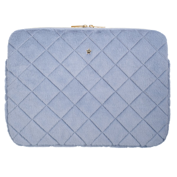 FAUX FUR QUILTED MAC COVER COOL BLUE
