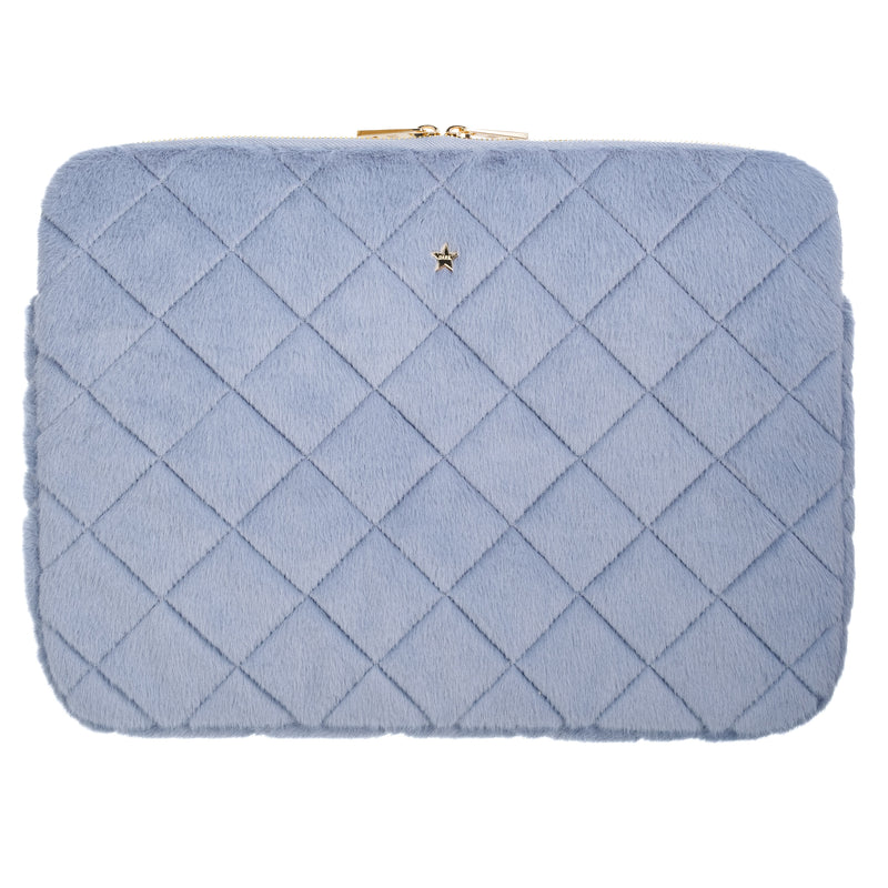 FAUX FUR QUILTED MAC COVER COOL BLUE