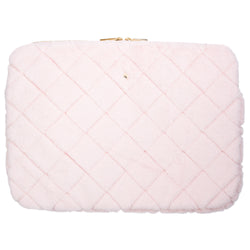 FAUX FUR QUILTED MAC COVER PALE ROSE