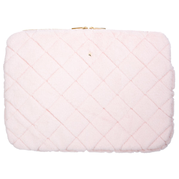 FAUX FUR QUILTED MAC COVER PALE ROSE