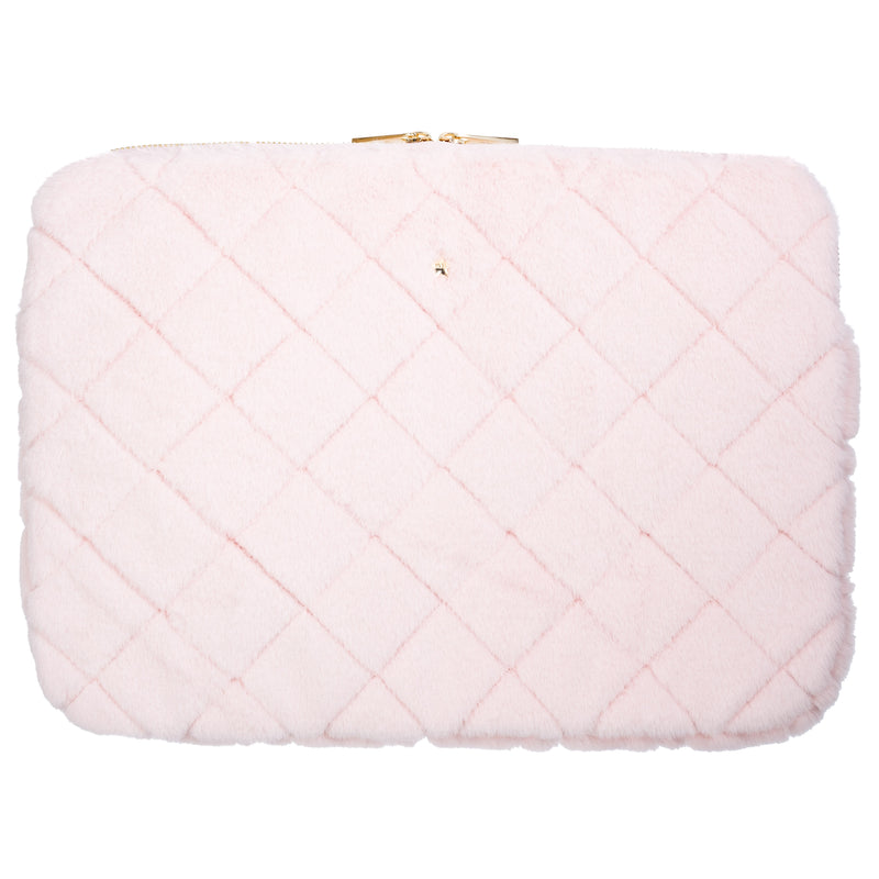 FAUX FUR QUILTED MAC COVER PALE ROSE