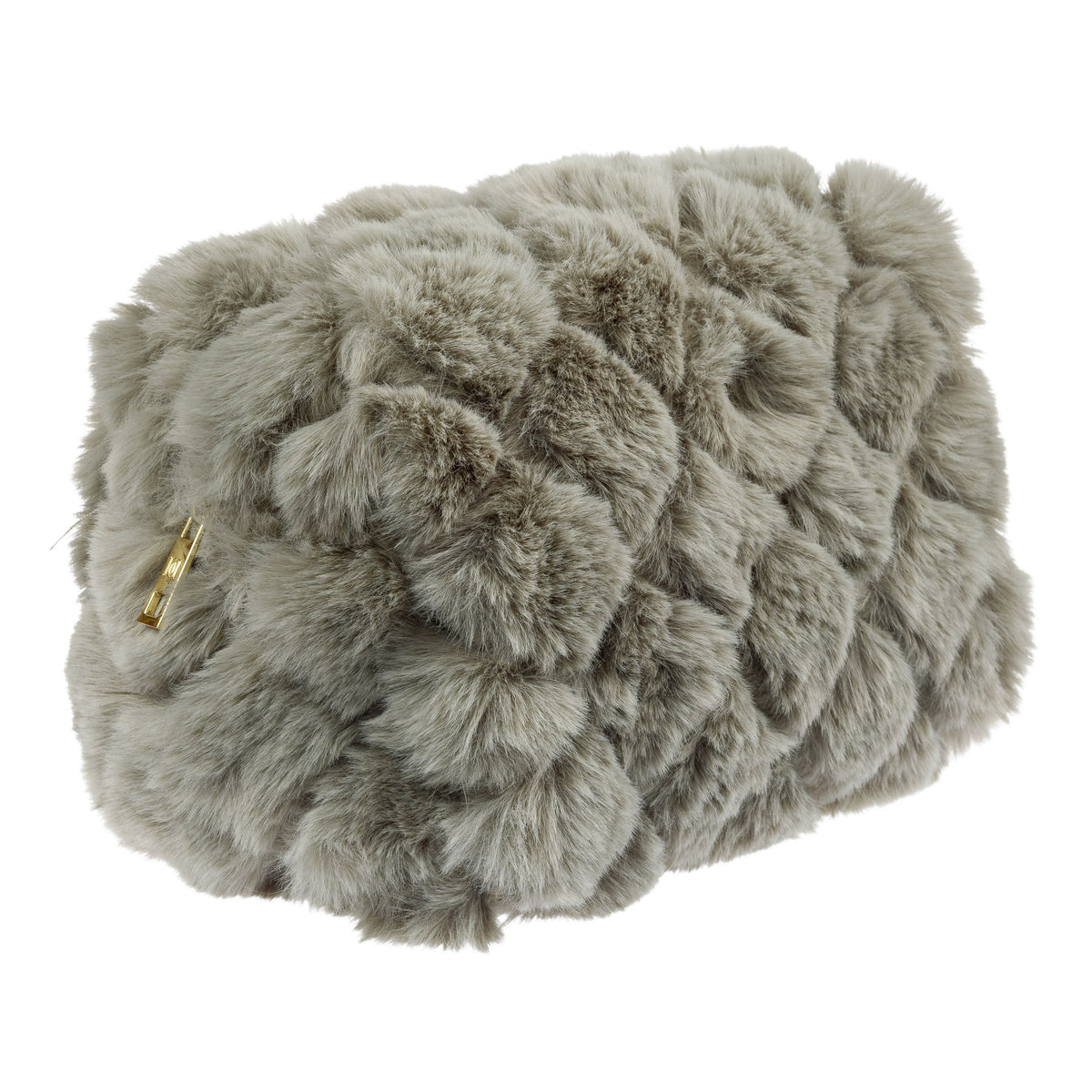 FAUX FUR QUILTED MAKE-UP POUCH LARGE COOL ARMY