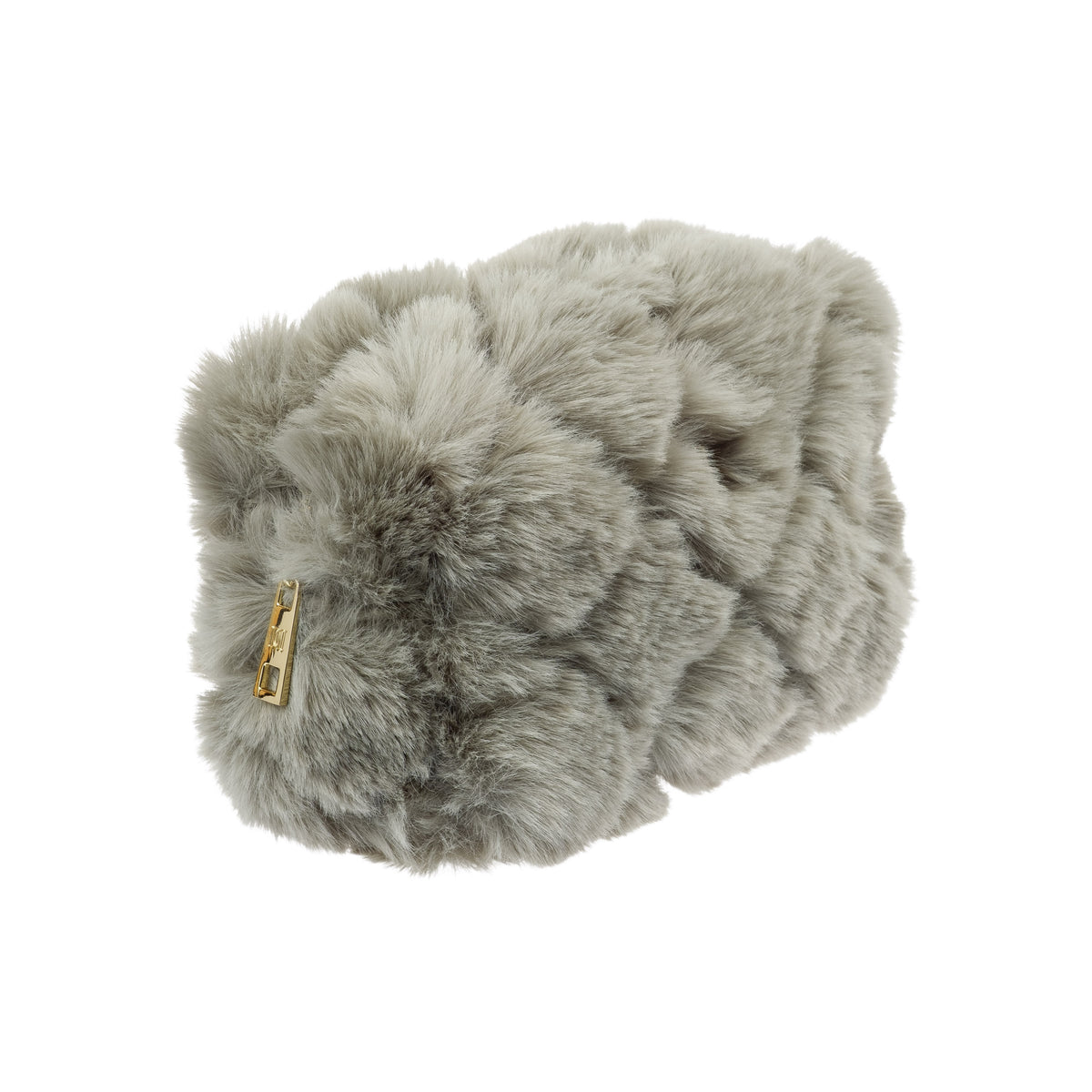 FAUX FUR QUILTED MAKE-UP POUCH SMALL COOL ARMY