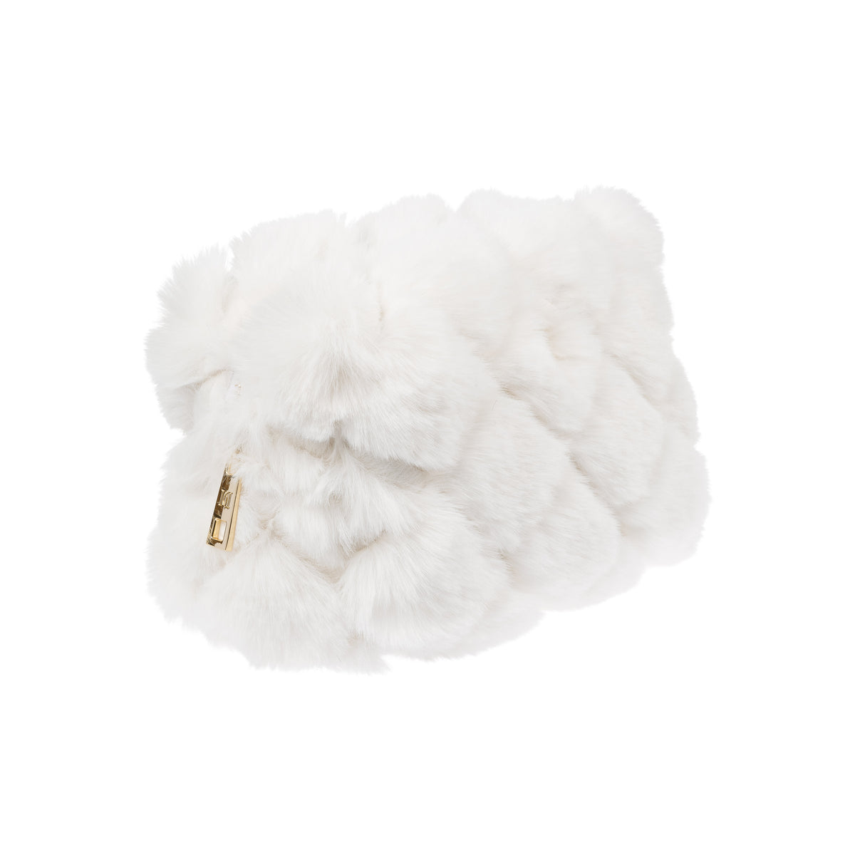 FAUX FUR QUILTED MAKE-UP POUCH SMALL OFF WHITE