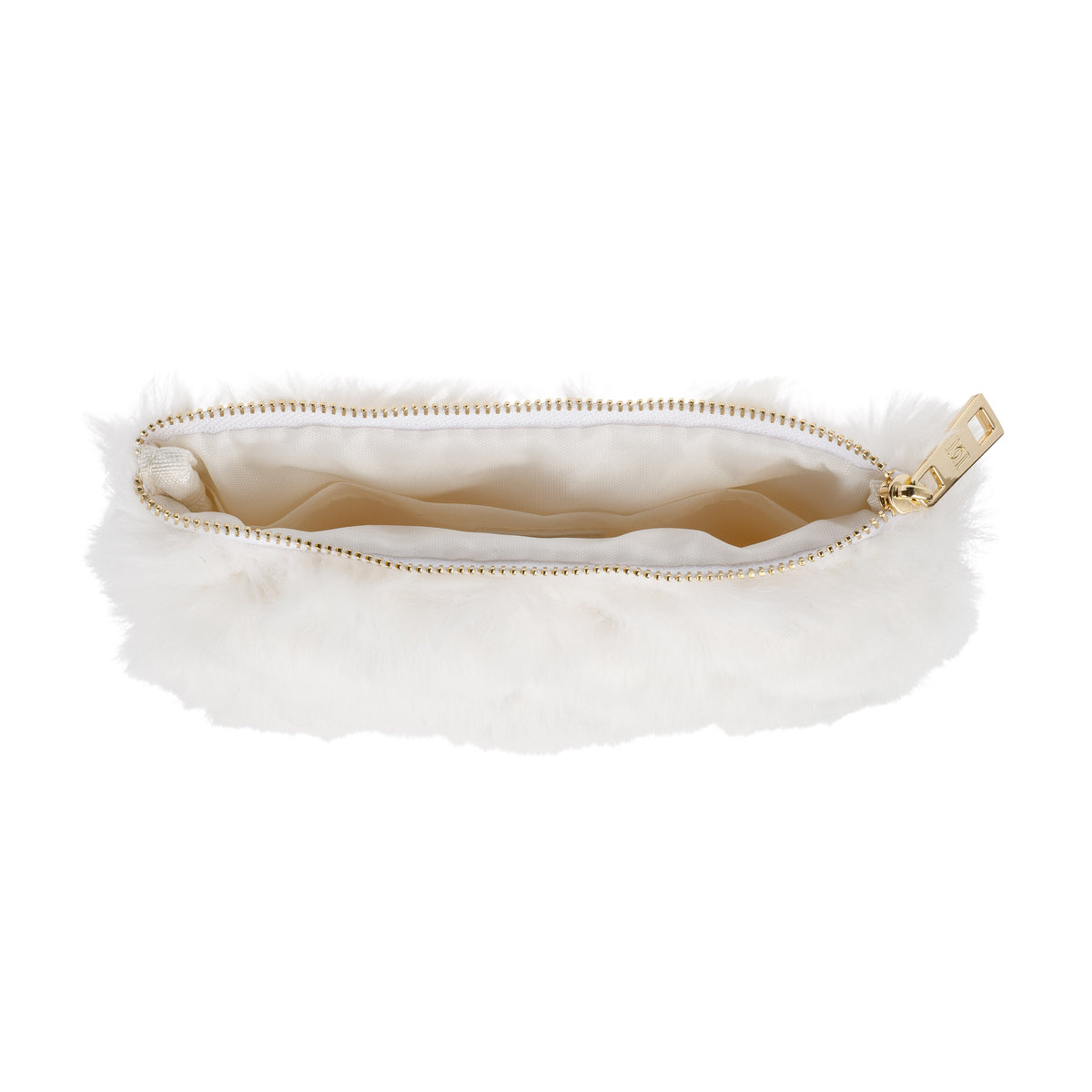 FAUX FUR QUILTED MIDI POUCH OFF WHITE